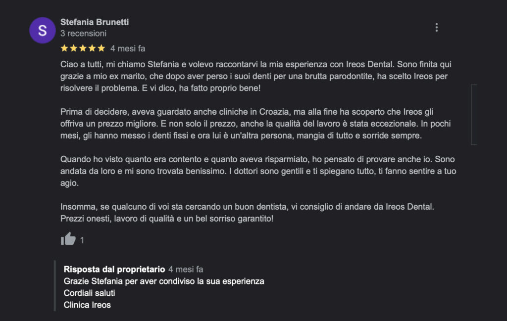 recensioni impianti dentali brunetti Stefania